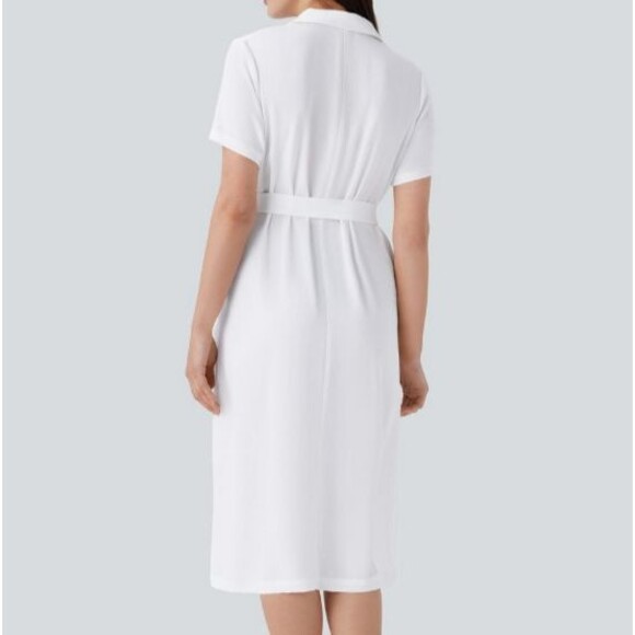 Halara White Button Up Side Pocket Midi Dress Size Large READ READ READ - Picture 9 of 9